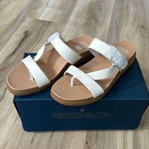 Island Dream Womens Metallic Thong Slide Sandals